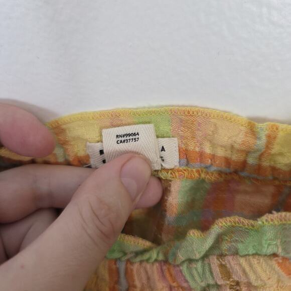 Billabong Pink Yellow Orange Green Plaid Set Me Up Cropped Summer Cami Size S - Picture 5 of 9